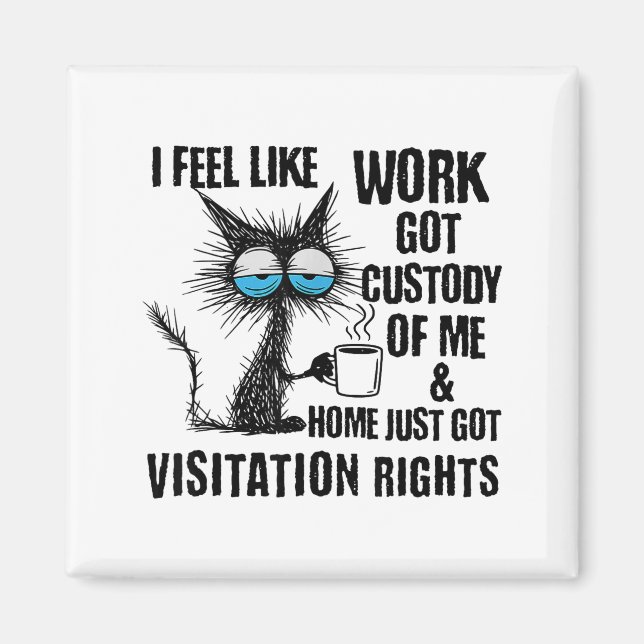 Funny Sarcastic Cat I Feel Like Work Got Custody O Magnet (Front)