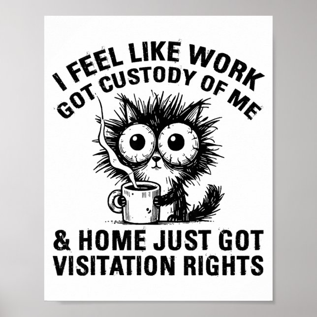 Funny Sarcastic Cat I Feel Like Work Got Custody O Poster (Front)
