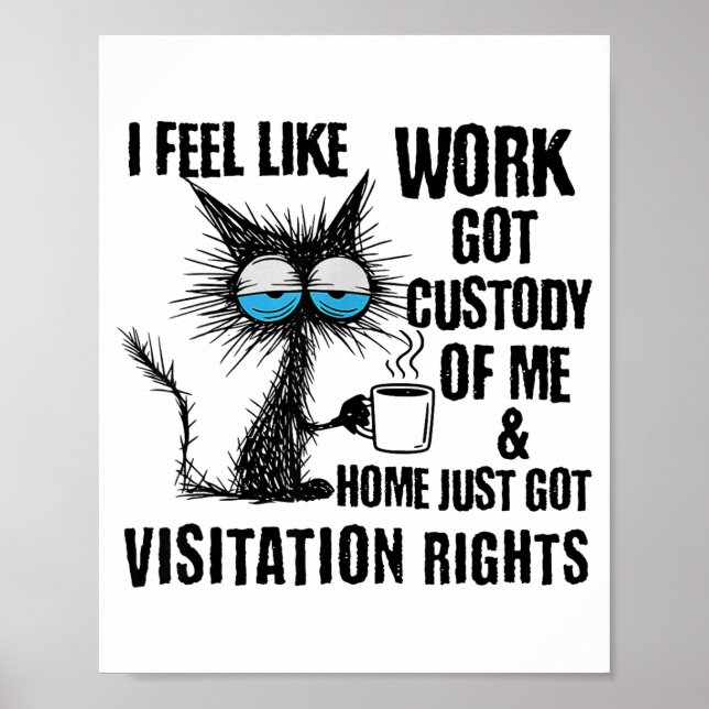 Funny Sarcastic Cat I Feel Like Work Got Custody O Poster (Front)