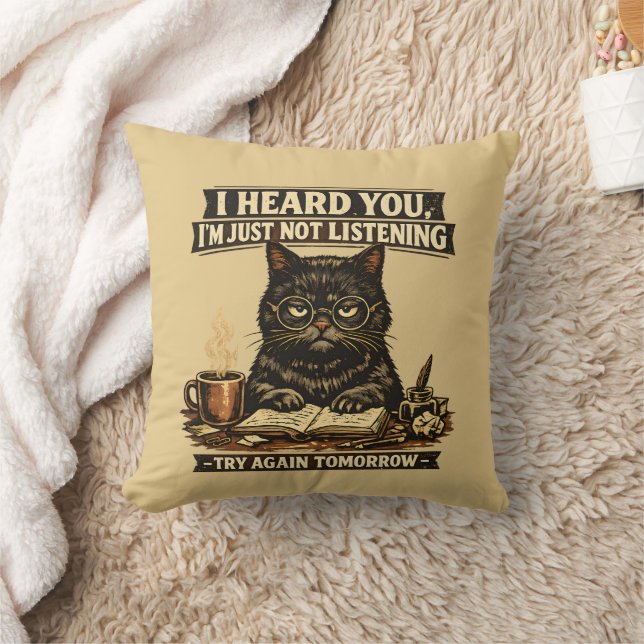 Funny Sarcastic Cat I Heard You Introvert  Cushion (Blanket)