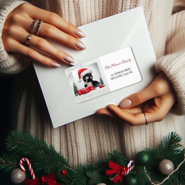 Funny Sarcastic Cat Santas Hat Christmas Address  Label (Creator Uploaded)