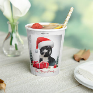 Funny Sarcastic Cat Santas Hat Christmas Paper Cup