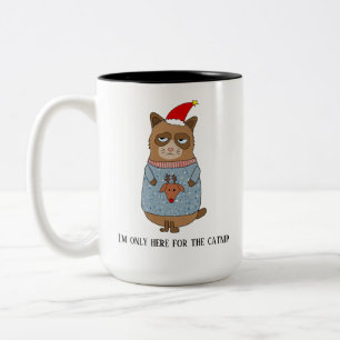 Funny Sarcastic Christmas Cat Two-Tone Coffee Mug