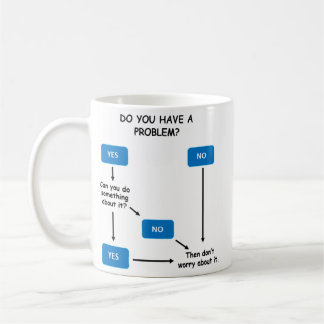 Funny, sarcastic coffee mug for problem solving