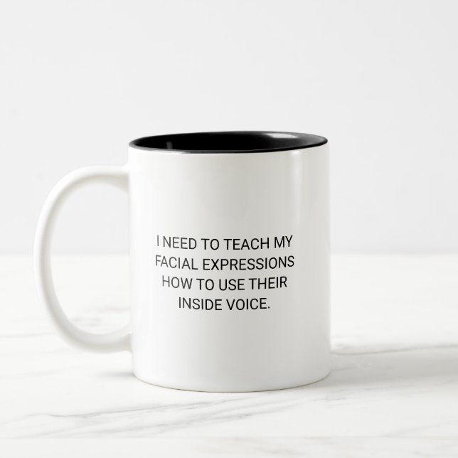 Funny Sarcastic Facial Expressions Humour Two-Tone Coffee Mug (Left)