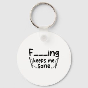 Funny Sarcastic Fishing Keeps Me Sane 1  Key Ring