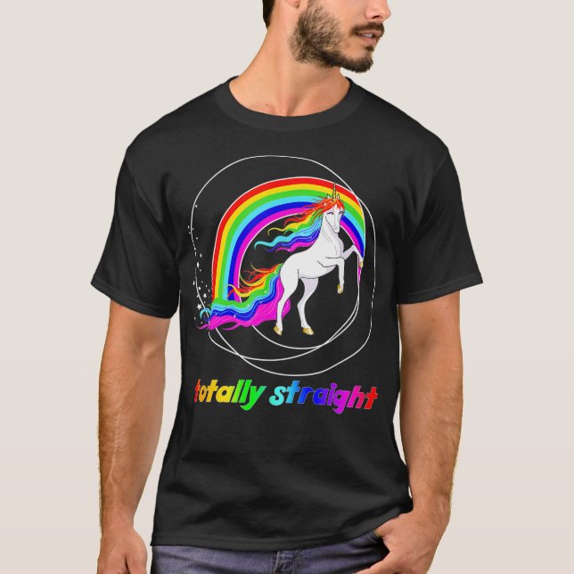 Funny Sarcastic Gay Pride Totally Straight LGBTQ U T-Shirt (Front)
