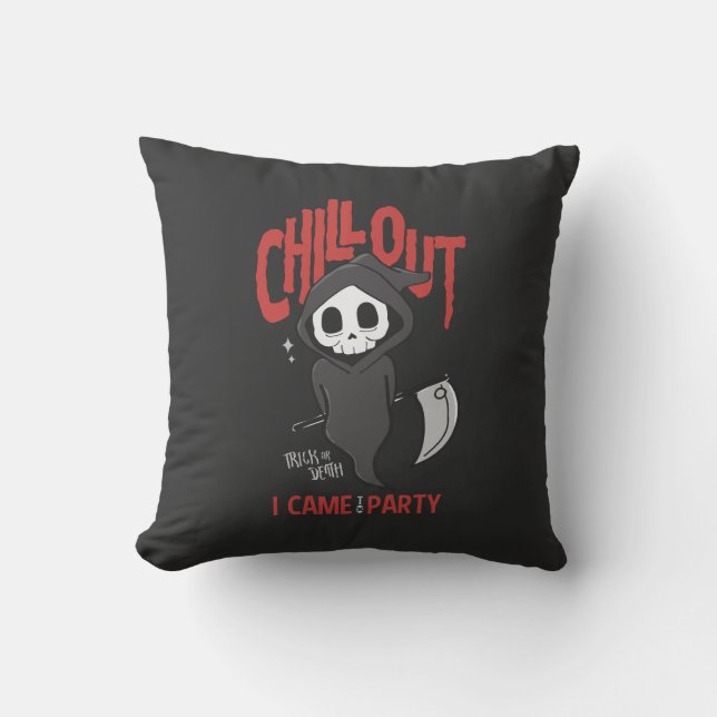 Funny Sarcastic Grim Reaper Halloween Party  Cushion (Front)