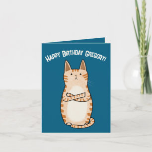 Funny Sarcastic Grumpy Orange Cat Birthday  Card