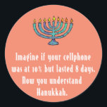 Funny Sarcastic Hanukkah Chanukah Cellphone Quote Classic Round Sticker<br><div class="desc">Funny Sarcastic Hanukkah Chanukah Cellphone Quote</div>