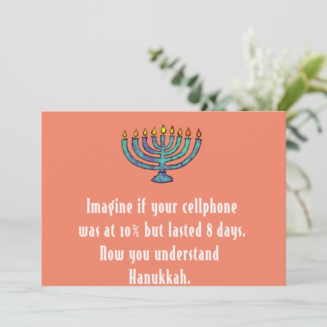 Funny Sarcastic Hanukkah Chanukah Cellphone Quote Invitation (Standing Front)