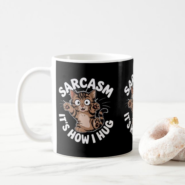 Funny Sarcastic Kitty Cats Owners Cat Moms & Dads  Coffee Mug (With Donut)