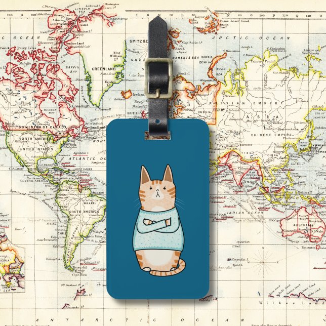 Funny Sarcastic Orange Cat Nope Luggage Tag (Creator Uploaded)