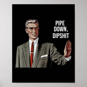 Funny Sarcastic Pipe Down Dip Meme Art, Correction Poster