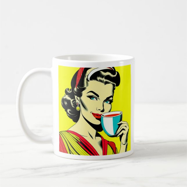 Funny Sarcastic Retro Lady Coffee Humour Coffee Mug (Left)
