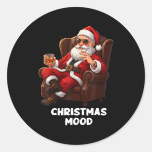 Funny Sarcastic Santa Smoking And Drinking “christ Classic Round Sticker