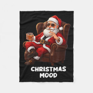Funny Sarcastic Santa Smoking And Drinking “christ Fleece Blanket