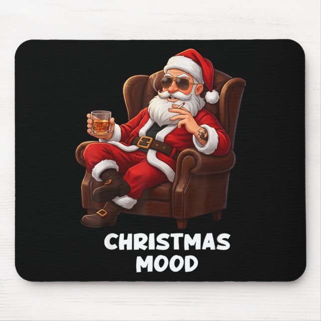 Funny Sarcastic Santa Smoking And Drinking “christ Mouse Mat (Front)