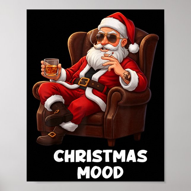 Funny Sarcastic Santa Smoking And Drinking “christ Poster (Front)