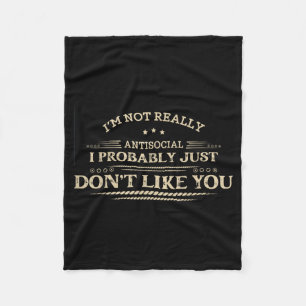 Funny Sarcastic Saying Introvert Humour Quote Men Fleece Blanket