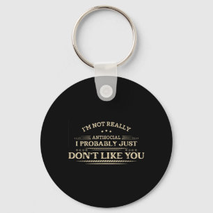 Funny Sarcastic Saying Introvert Humour Quote Men Key Ring