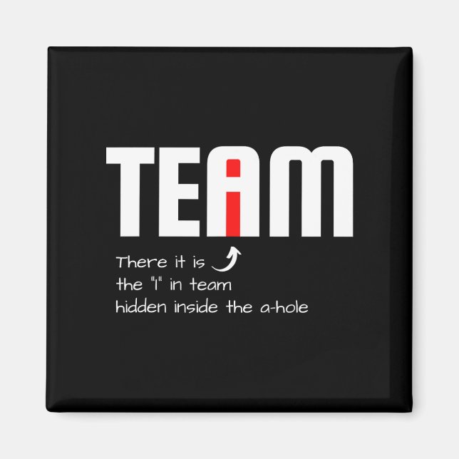 Funny Sarcastic Teammate I Found The I In Team Hid Magnet (Front)