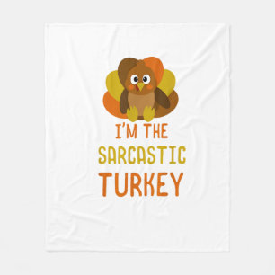 Funny Sarcastic Turkey Family Matching Thanksgivin Fleece Blanket