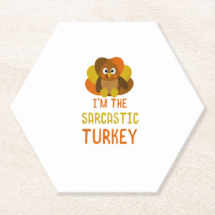 Funny Sarcastic Turkey Family Matching Thanksgivin Paper Coaster