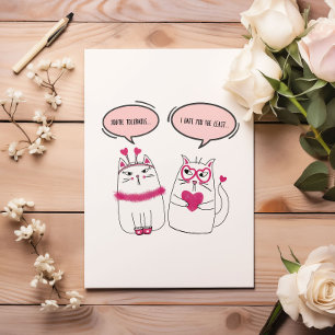 Funny Sarcastic Valentine's Day Cartoon Cat Couple Holiday Card