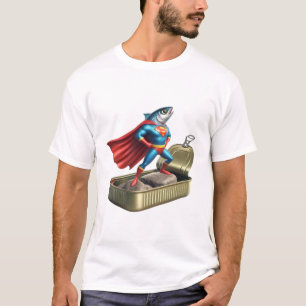  Funny Sardine Superhero Comic Ocean Hero Art T-Shirt