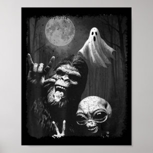Funny Sasquatch & Alien Rock On Hand Sign Ghos
