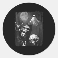 Funny Sasquatch & Alien Rock On Hand Sign Ghos