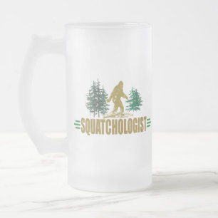 Funny Sasquatch, Bigfoot Frosted Glass Beer Mug