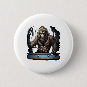 Funny Sasquatch Bigfoot Playing Billiards 6 Cm Round Badge