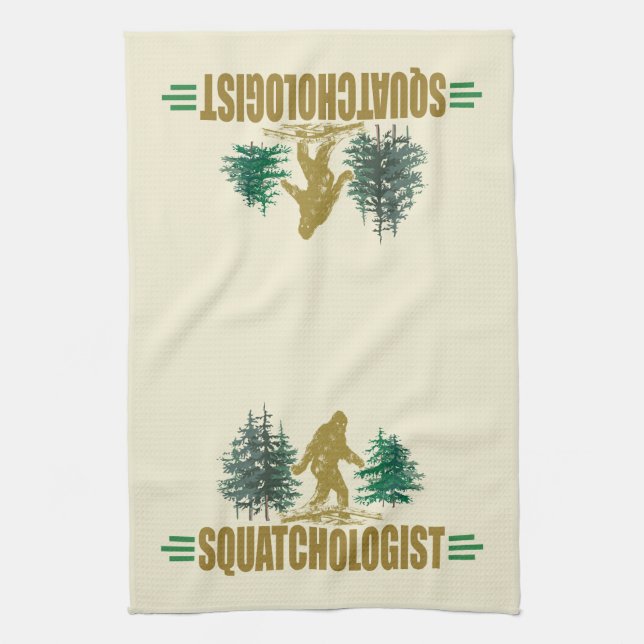 Funny Sasquatch, Bigfoot Tea Towel (Vertical)