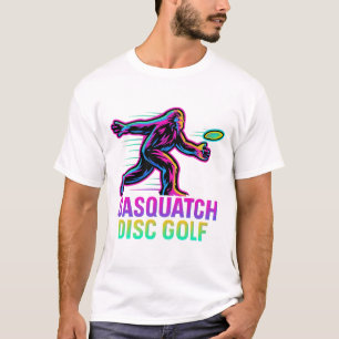 Funny Sasquatch Disc Golf Retro Neon - Bigfoot Fri T-Shirt
