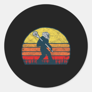 Funny Sasquatch Lax Bigfoot Lacrosse Vintage 80s S Classic Round Sticker