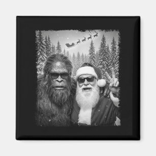 Funny Sasquatch Meme Cool Selfie With Santa Christ Magnet