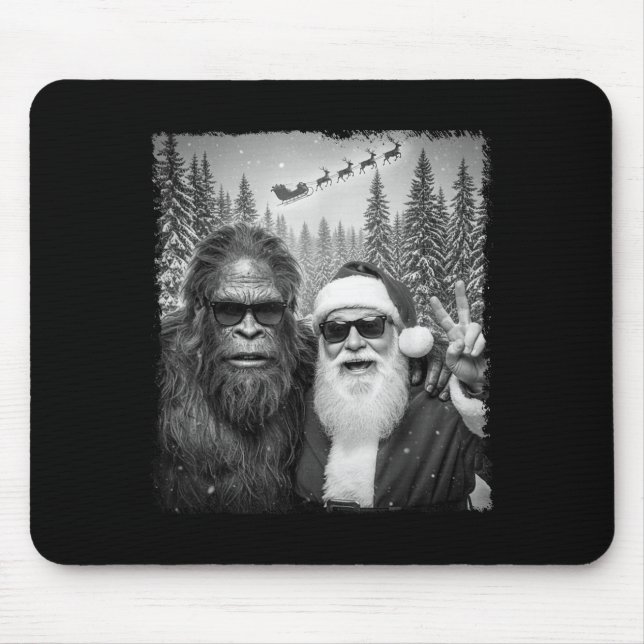 Funny Sasquatch Meme Cool Selfie With Santa Christ Mouse Mat (Front)