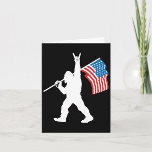 Funny Sasquatch Rock And Roll Usa Flag For Bigfoot Card
