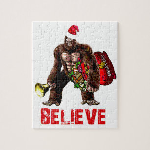 Funny Sasquatch Santa Claus Christmas Design Jigsaw Puzzle