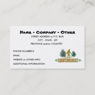 Funny Sasquatching, Sasquatch Hunter's Business Card