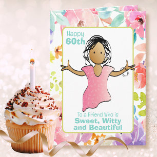 Funny Sassy 60th Birthday Female Friend Cartoon Card
