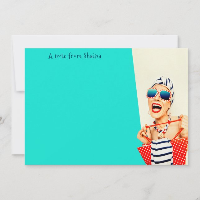 Funny Sassy Beach Lady Retro Vibe Card (Front)