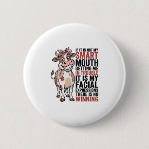 Funny Sassy Cow Smart Mouth Vintage Graphic_1 6 Cm Round Badge
