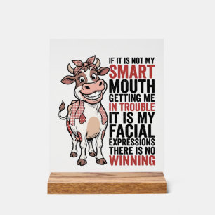 Funny Sassy Cow Smart Mouth Vintage Graphic_1 Acrylic Sign