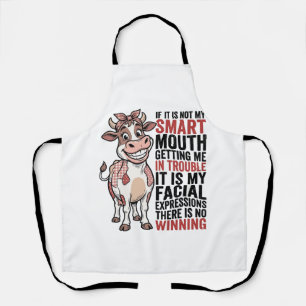 Funny Sassy Cow Smart Mouth Vintage Graphic_1 Apron