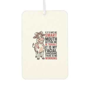 Funny Sassy Cow Smart Mouth Vintage Graphic_1 Car Air Freshener