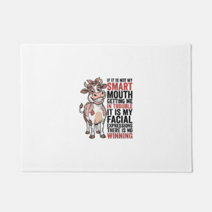 Funny Sassy Cow Smart Mouth Vintage Graphic_1 Doormat