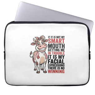 Funny Sassy Cow Smart Mouth Vintage Graphic_1 Laptop Sleeve